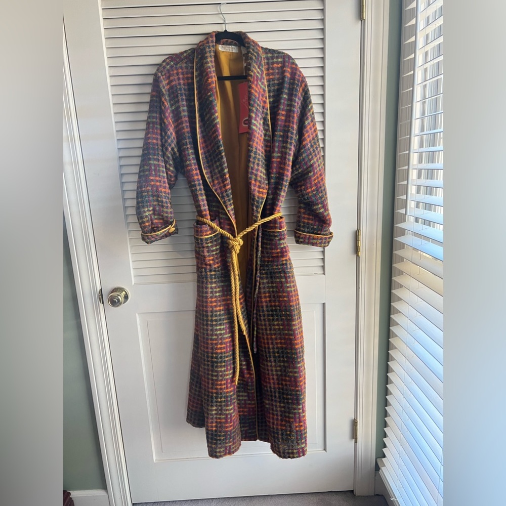 Vintage Victorias Secret Gold Label Wool Plaid Boucle Robe